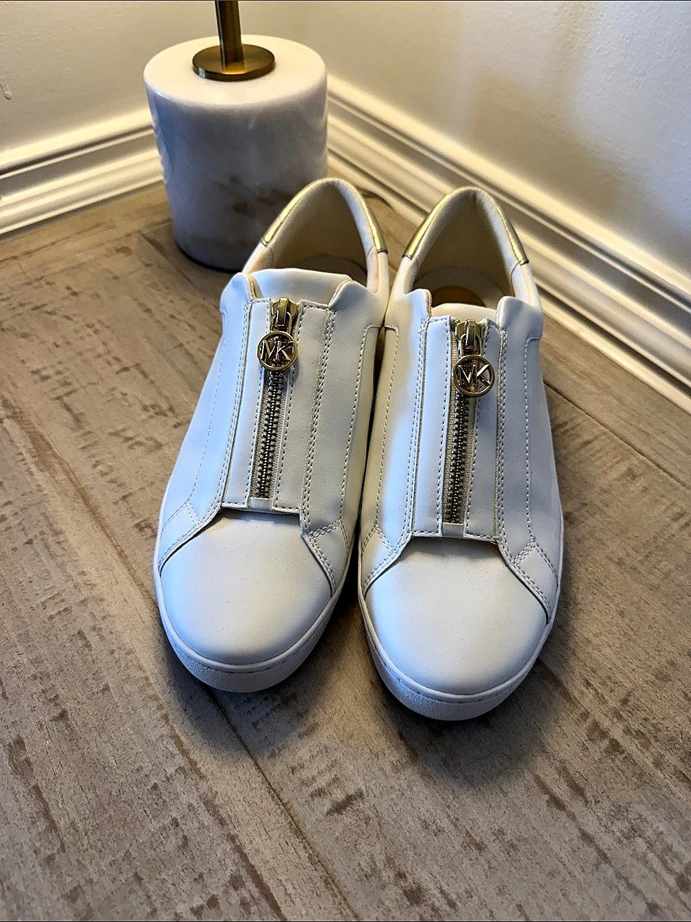 Michael Kors Keaton Zip-Up Sneaker White Sneakers